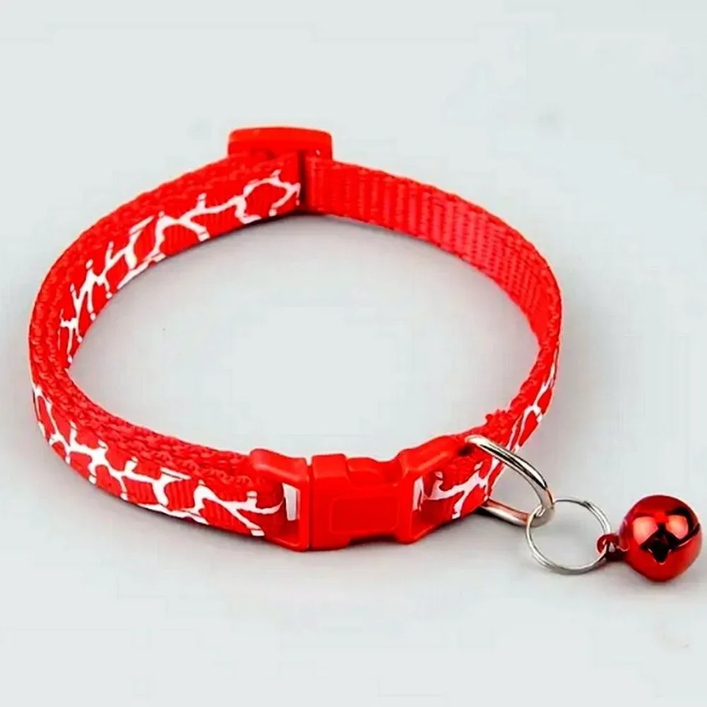 Belen Kutest Red Giraffe Pattern Cat Collar with Bell and Toys Gift Package
